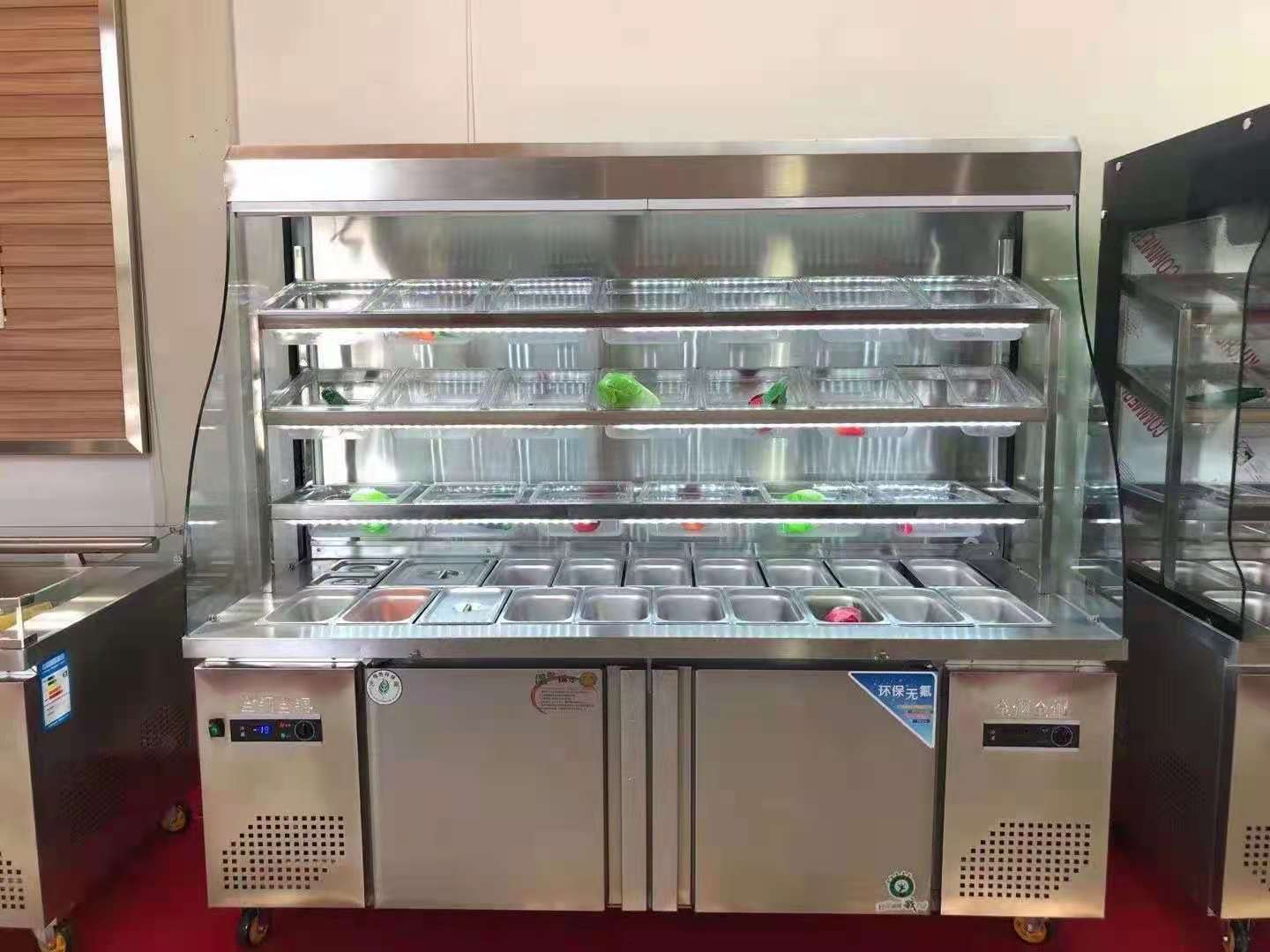 冒菜展示柜 菜品展示柜 噴霧冒菜展示柜 拉簾菜品展示柜 推拉門冒菜展示柜（QT-JTD）